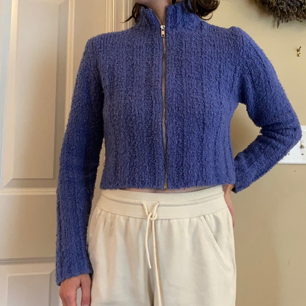 Vintage Cropped Wool Blend Cardigan